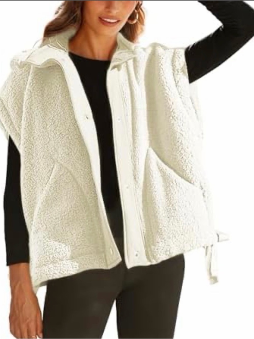 Cozy Cream Teddy Sherpa Vest with Snap Front